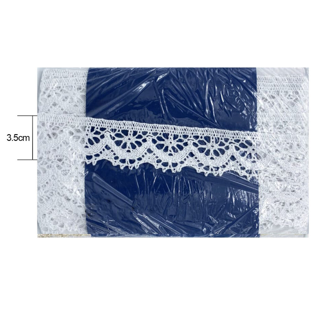 Pizzo di cotone bianco altezza 3.5cm - 10 metri