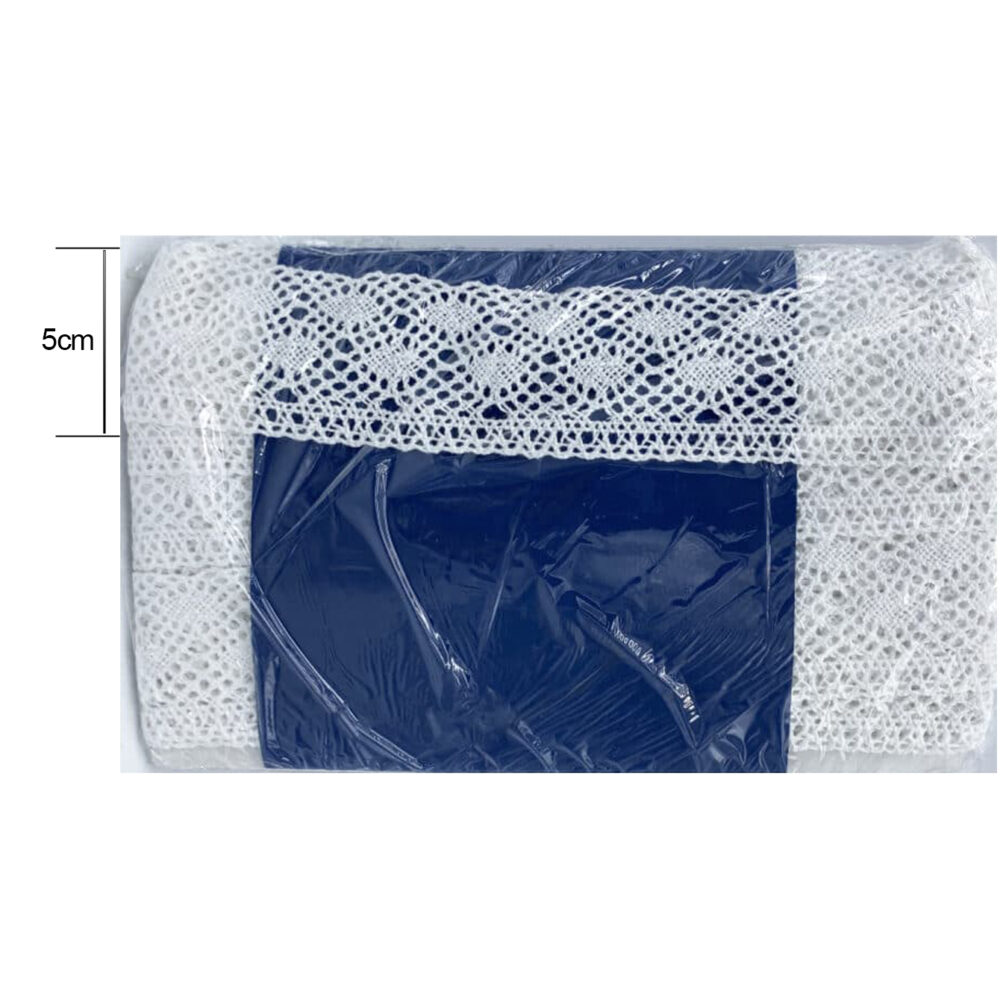 Pizzo di cotone bianco altezza 5cm - 10 metri