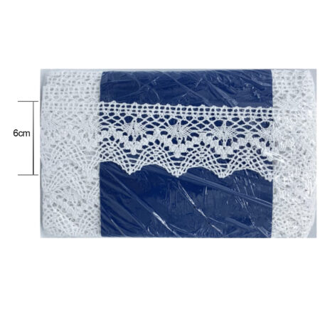 Pizzo di cotone bianco altezza 6cm - 10 metri
