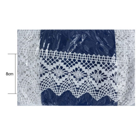 Pizzo di cotone bianco altezza 8cm - 5 metri / 10 metri