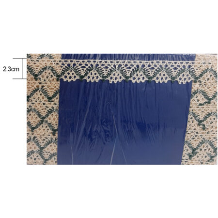 Pizzo in fantasia écru e verde altezza 2.30cm – 10 metri