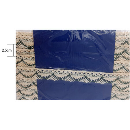 Pizzo in fantasia écru e verde altezza 2.50cm – 10 metri