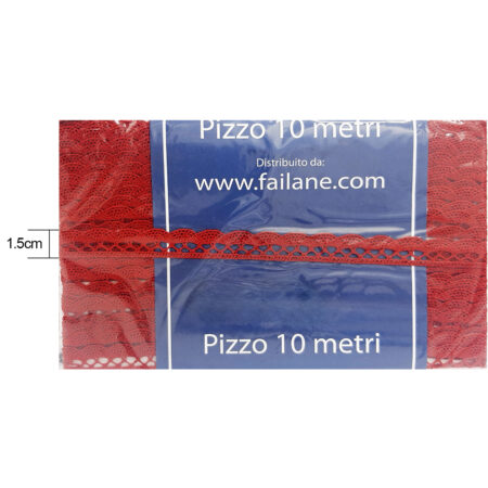 Pizzo di cotone rosso altezza 1.5cm - 10 metri