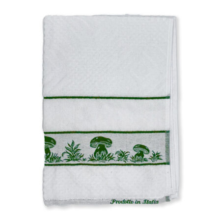 Strofinaccio cucina “funghi” con tela aida da ricamare