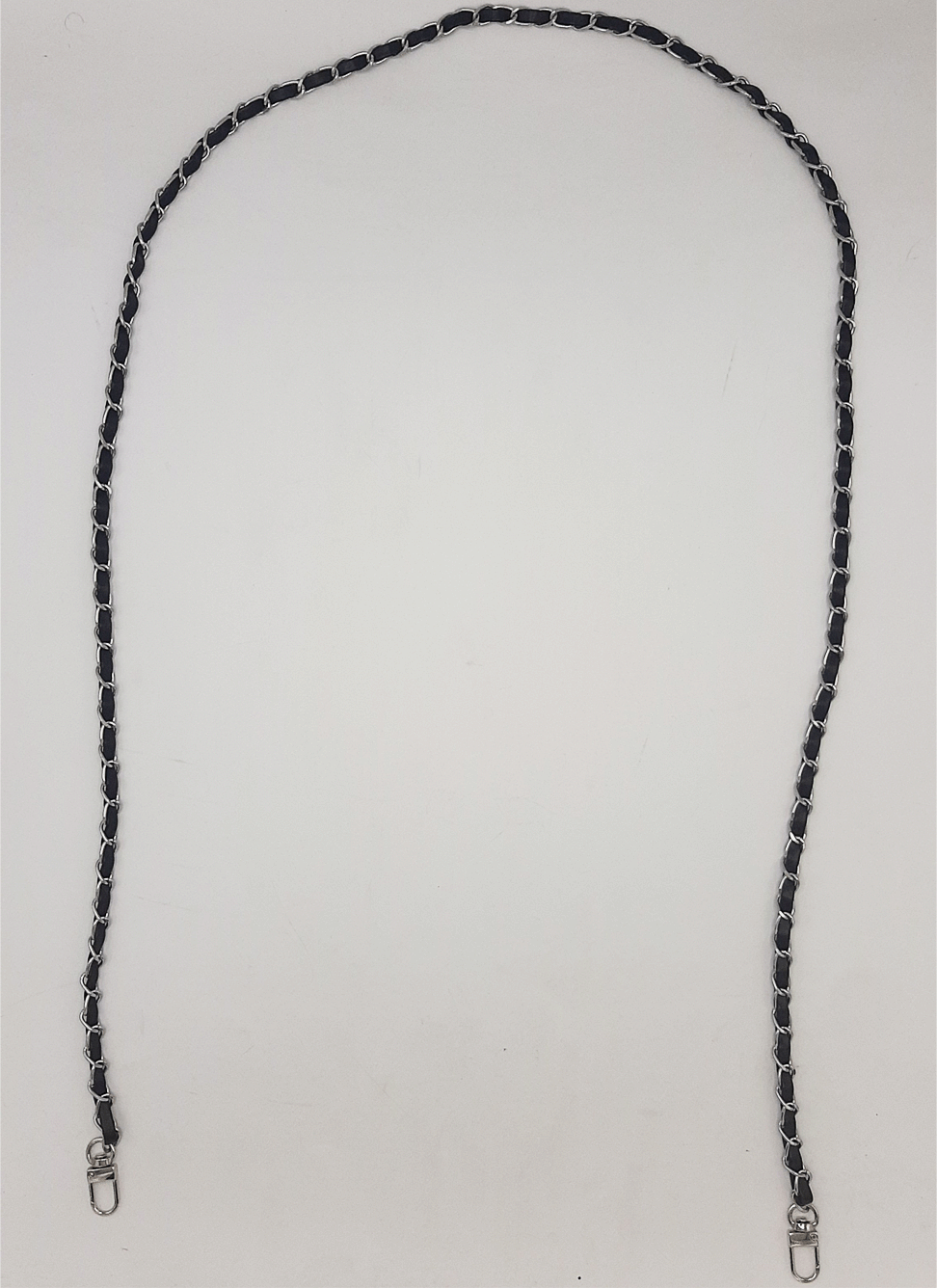 Manico catenella con pelle per borsa a tracolla con gancetti 125cm