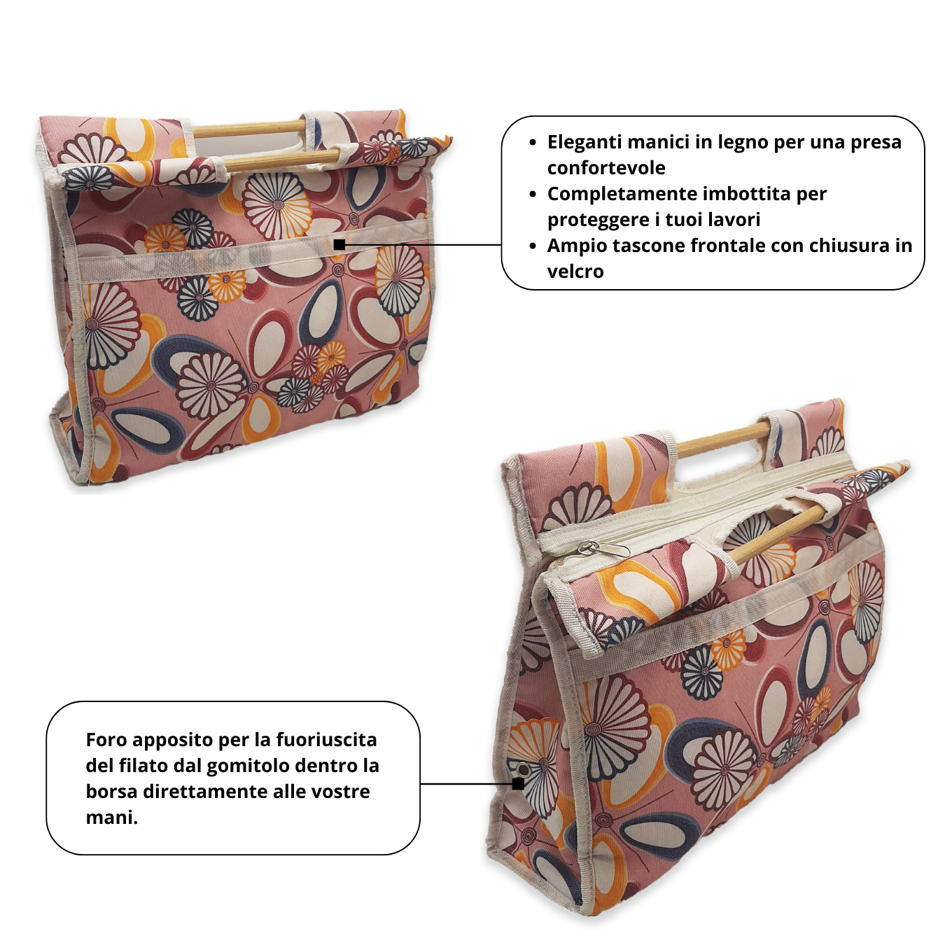 Borsa porta lavoro con manici in legno - immagine 2