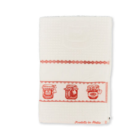 Strofinaccio cucina “vasetti” con tela aida da ricamare